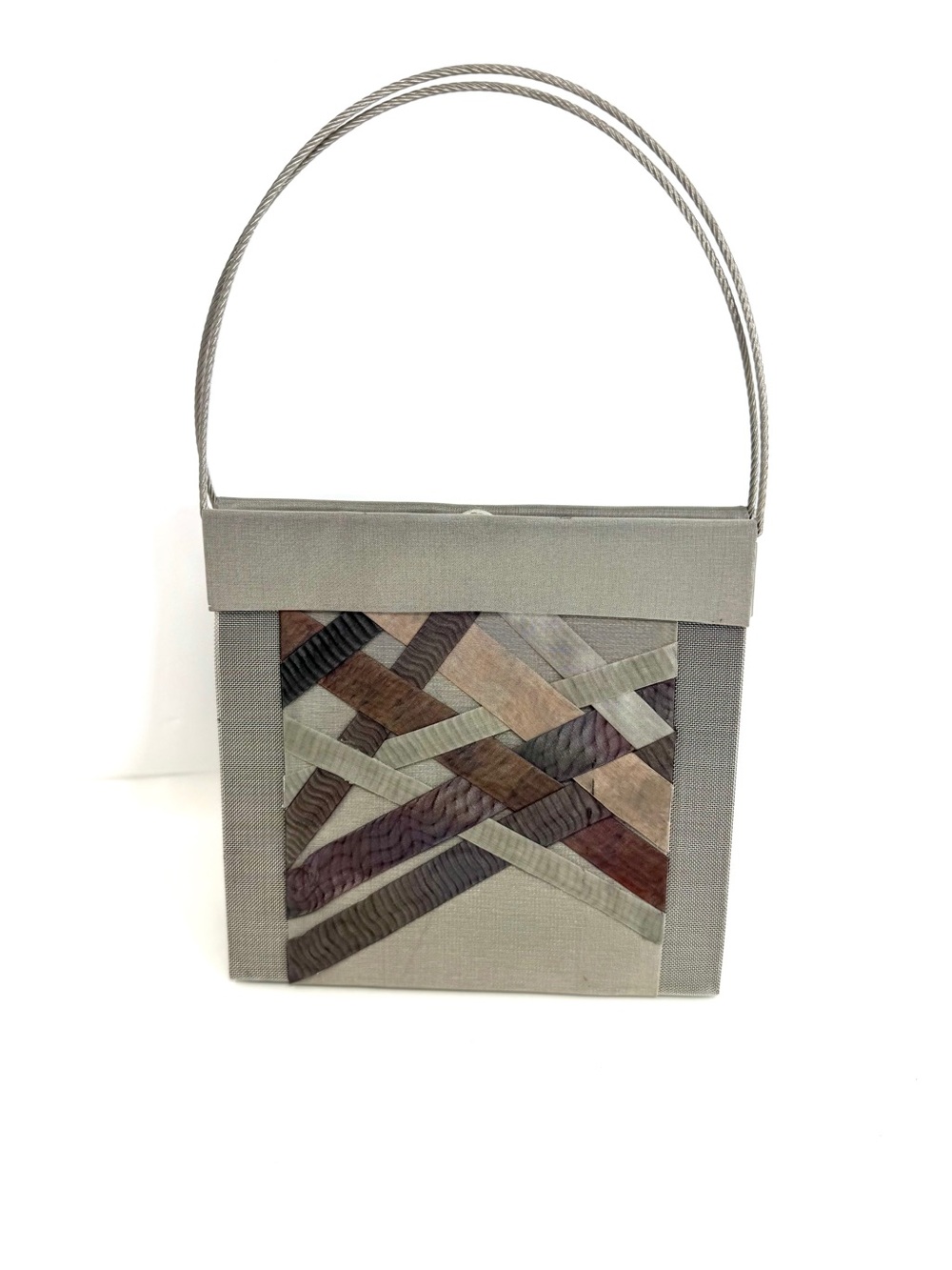 Bo's Art Studio Los Angeles Artsy Metallic Mesh Crisscross Evening Bag EUC